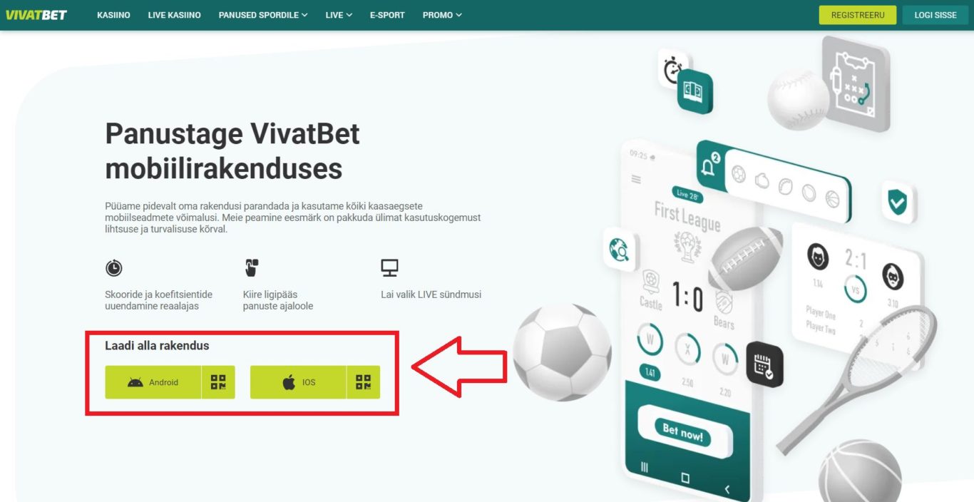 Vivatbet download Apple seadmetesse: funktsioonid